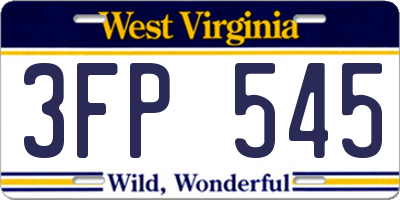 WV license plate 3FP545