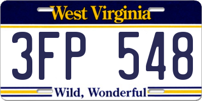 WV license plate 3FP548