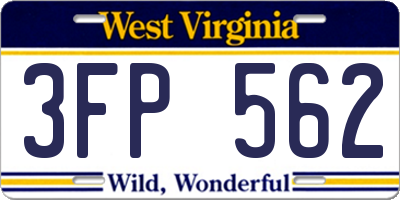 WV license plate 3FP562
