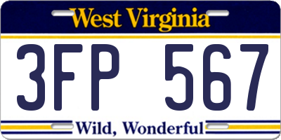 WV license plate 3FP567