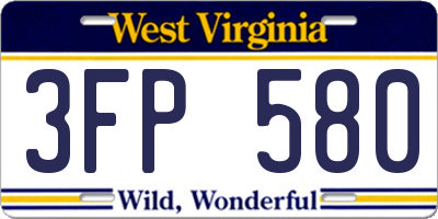 WV license plate 3FP580