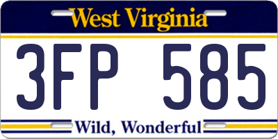 WV license plate 3FP585