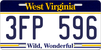 WV license plate 3FP596