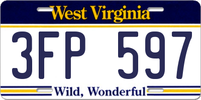 WV license plate 3FP597