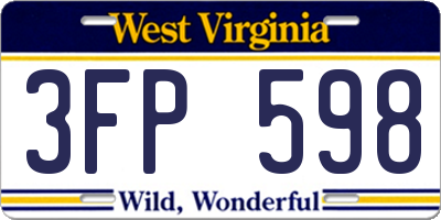 WV license plate 3FP598