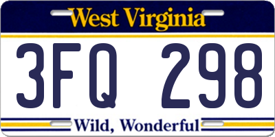 WV license plate 3FQ298