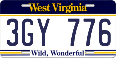 WV license plate 3GY776