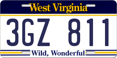 WV license plate 3GZ811