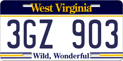 WV license plate 3GZ903