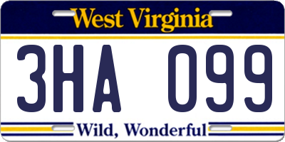 WV license plate 3HA099
