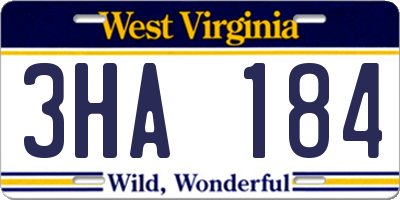 WV license plate 3HA184