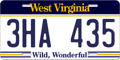 WV license plate 3HA435