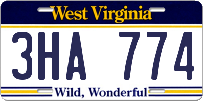 WV license plate 3HA774