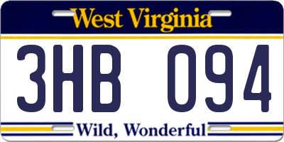 WV license plate 3HB094