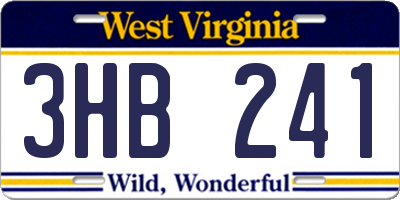 WV license plate 3HB241