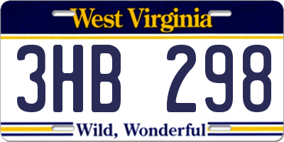 WV license plate 3HB298