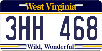 WV license plate 3HH468