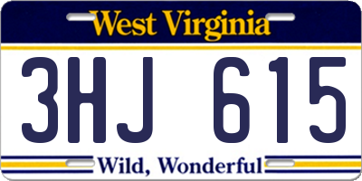WV license plate 3HJ615