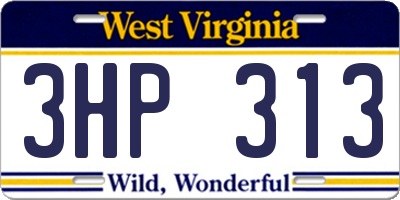 WV license plate 3HP313