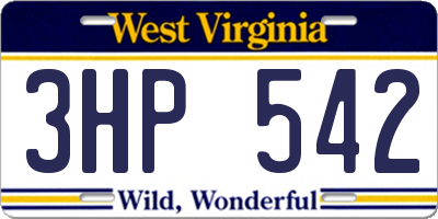 WV license plate 3HP542