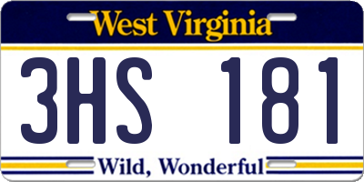 WV license plate 3HS181