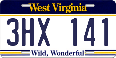 WV license plate 3HX141