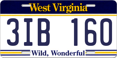 WV license plate 3IB160