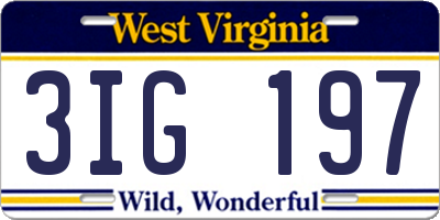 WV license plate 3IG197