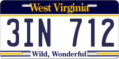 WV license plate 3IN712