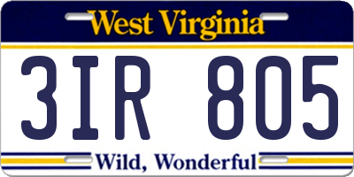 WV license plate 3IR805