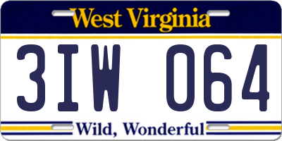 WV license plate 3IW064