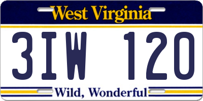 WV license plate 3IW120