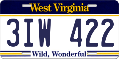 WV license plate 3IW422