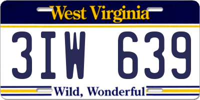 WV license plate 3IW639