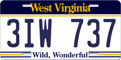 WV license plate 3IW737