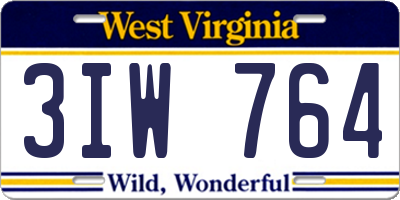 WV license plate 3IW764