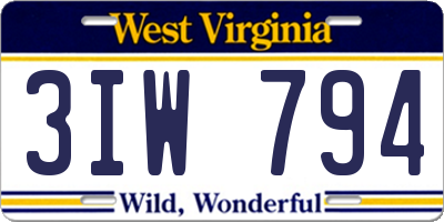 WV license plate 3IW794