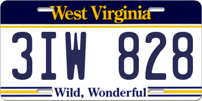 WV license plate 3IW828