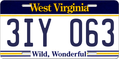 WV license plate 3IY063