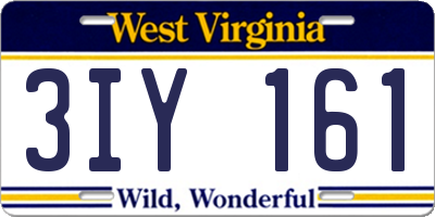 WV license plate 3IY161