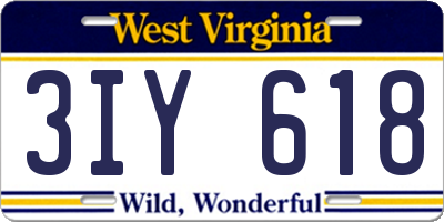 WV license plate 3IY618