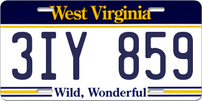 WV license plate 3IY859
