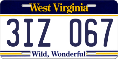 WV license plate 3IZ067