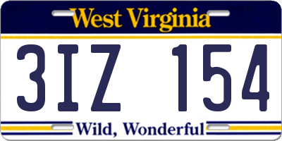WV license plate 3IZ154