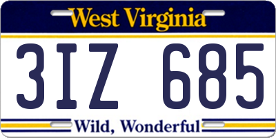 WV license plate 3IZ685