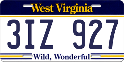 WV license plate 3IZ927