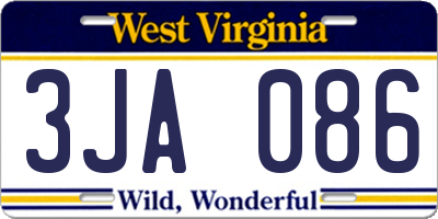 WV license plate 3JA086