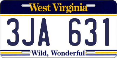WV license plate 3JA631