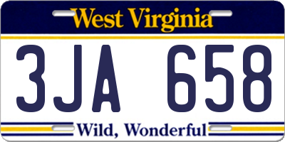 WV license plate 3JA658
