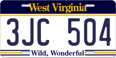 WV license plate 3JC504